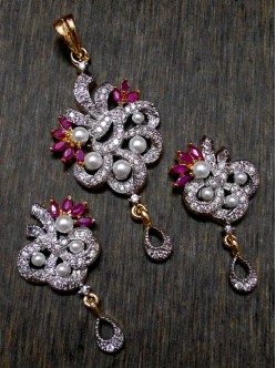 CZ Pendant With Earrings